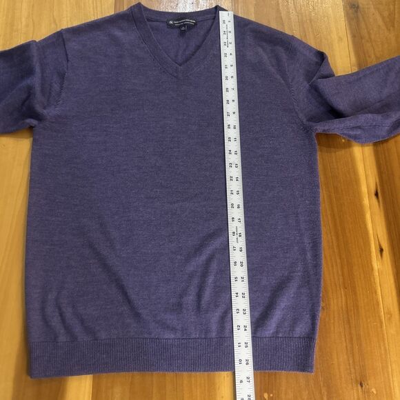 Hart Schaffner Marx Extra Fine Merino Wool Sweater Medium Purple V Neck Pullover - Picture 4 of 9